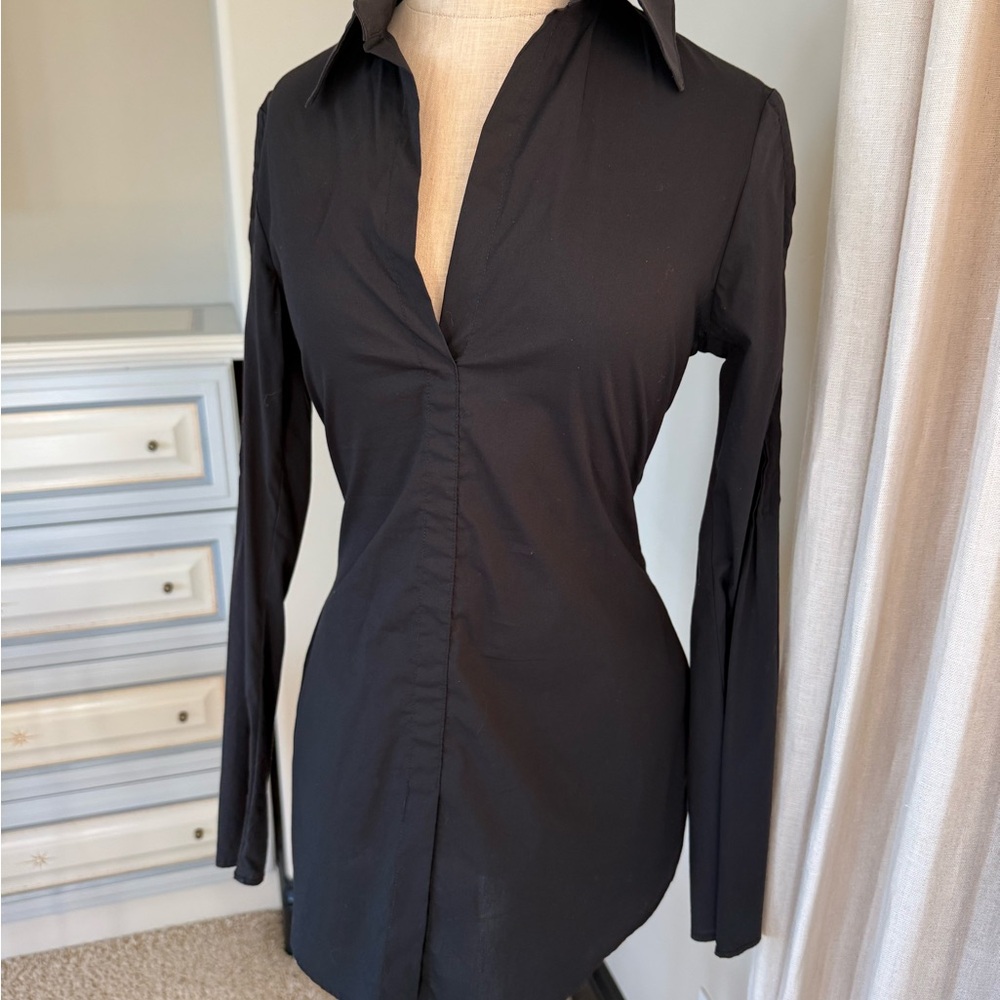 Bailey 44 Black Long-Sleeve Collared Tunic